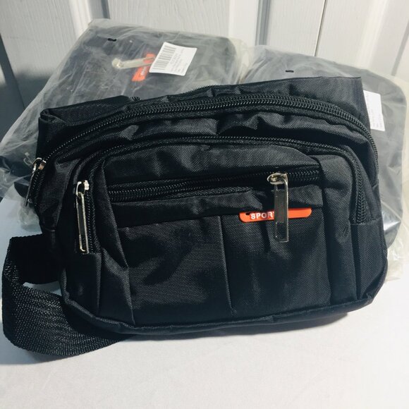 Fanny Pack,Black Belt Crossbody Bag for Men /women Waist Pack with 4 Zipper Pock - Picture 9 of 9